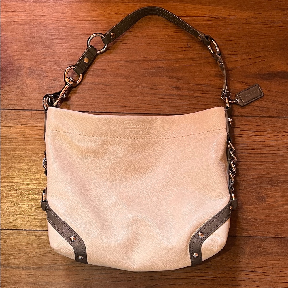 Coach Cream and Grey Hobo Bag